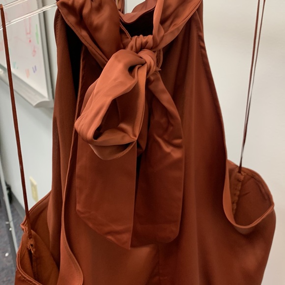 satin halter top in choco brown - Picture 2 of 3